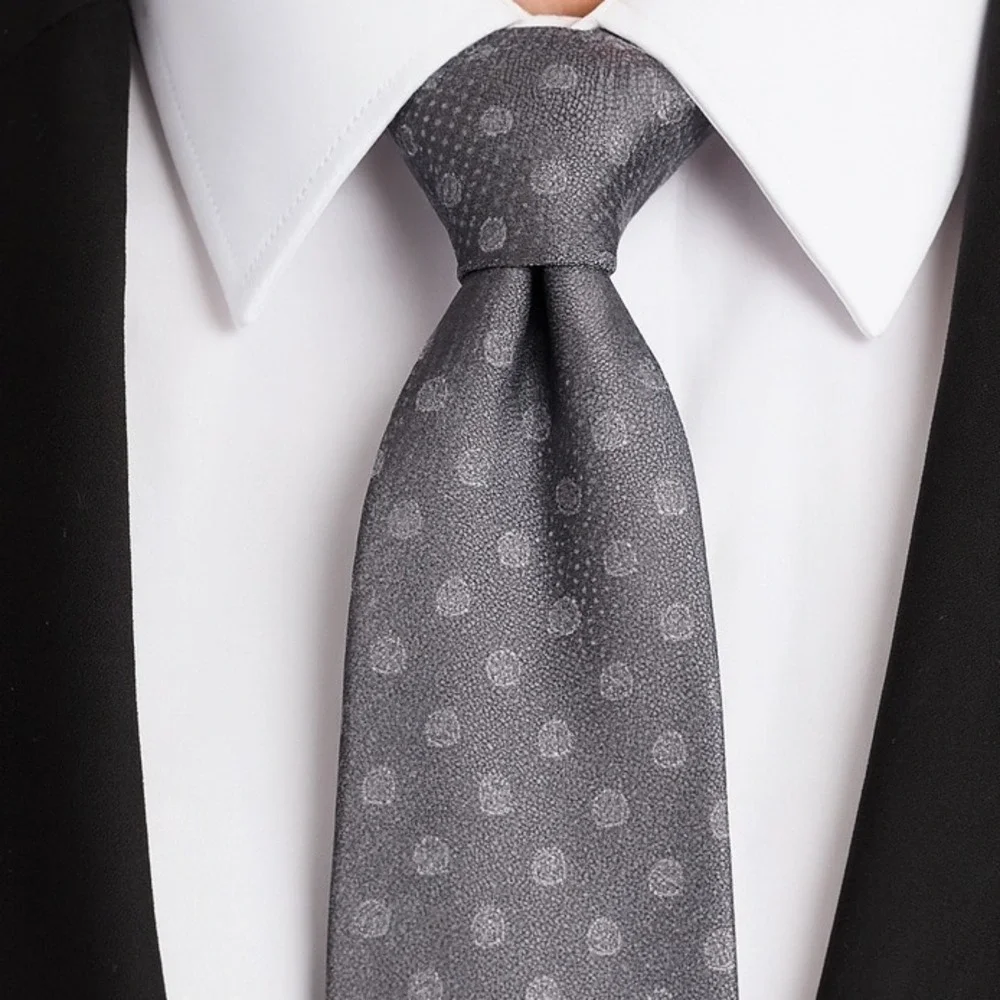 Byron British Style Gray Silk Necktie‎ Men's Tie Hand Made Italy